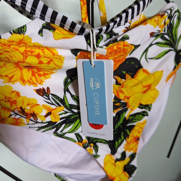 NWT Cupshe Floral Paradise High Waisted Bikini- Medium - Picture 7 of 7
